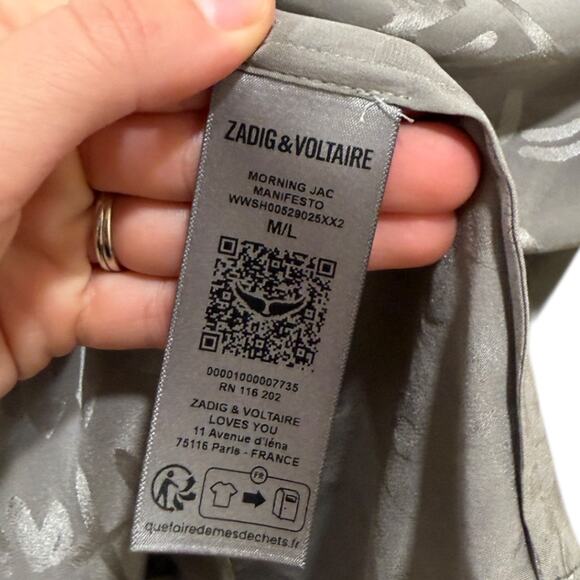 Zadig & Voltaire Morning Jac Manifesto Silk Blouse - Picture 9 of 9